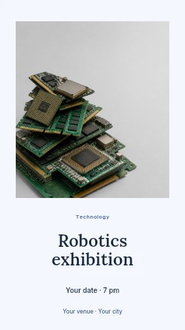 Stack of computer circuit boards in Robotics exhibition instagram story template