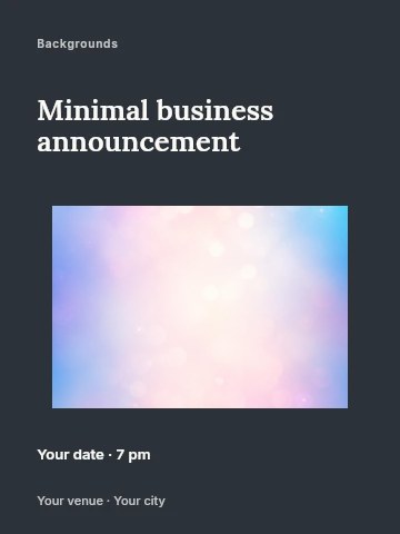 Soft pastel bokeh light background in Minimal business announcement poster template