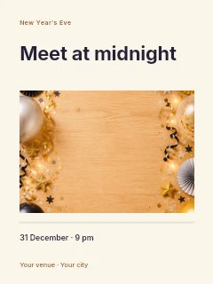 New Year’s Eve midnight ball photo layout poster template