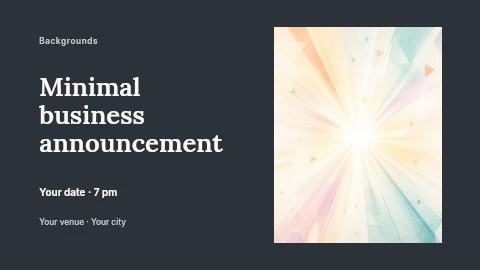 Soft geometric light burst background in Minimal business announcement banner template