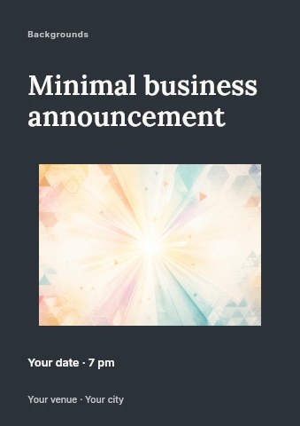 Soft geometric light burst background in Minimal business announcement flyer template