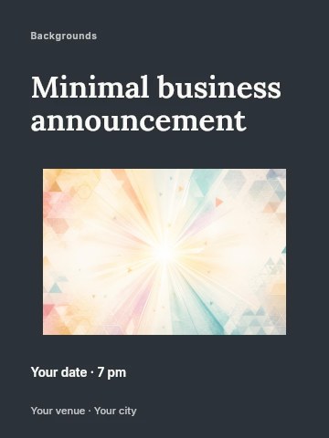 Soft geometric light burst background in Minimal business announcement invitation template