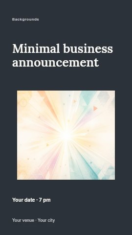 Soft geometric light burst background in Minimal business announcement instagram story template