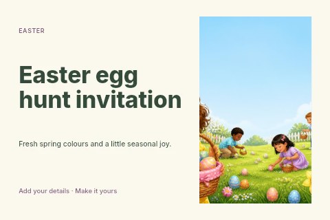 Easter egg hunt invitation postcard template