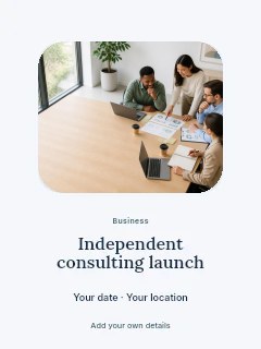 Independent consulting launch invitation template · Picture window
