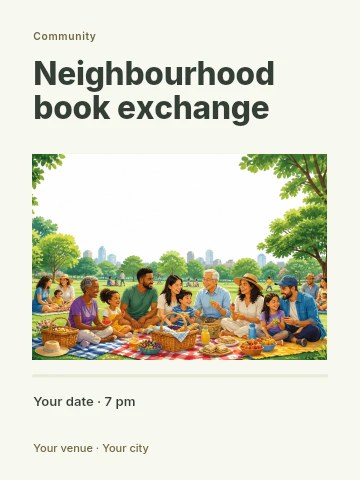 Neighbourhood book exchange poster template