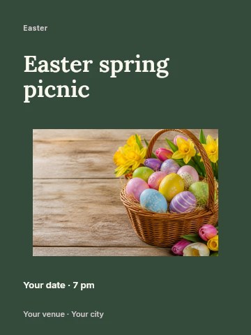 Easter spring picnic poster template