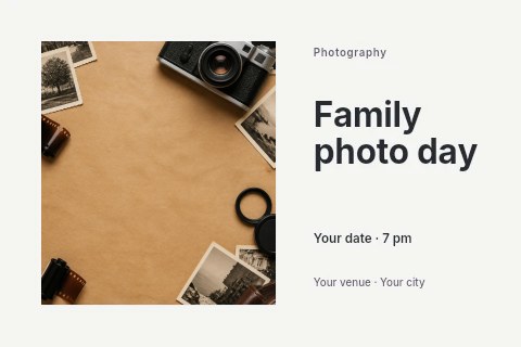 Family photo day postcard template