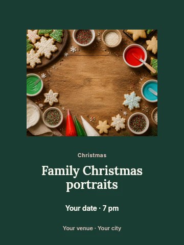 Family Christmas portraits invitation template