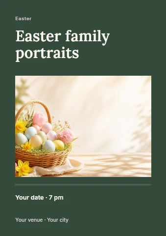 Easter family portraits flyer template