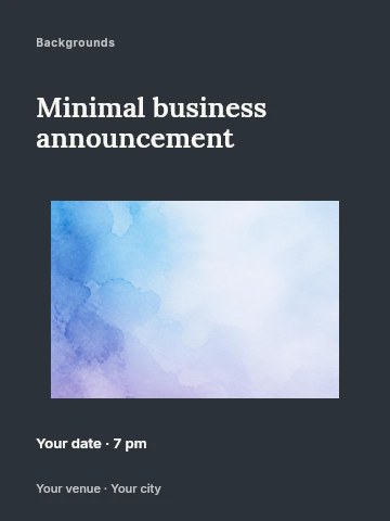 soft blue and purple watercolor background in Minimal business announcement poster template