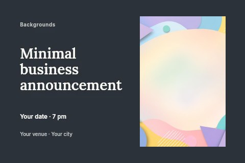 Pastel geometric shape background design in Minimal business announcement postcard template