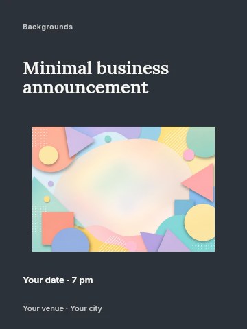 Pastel geometric shape background design in Minimal business announcement poster template
