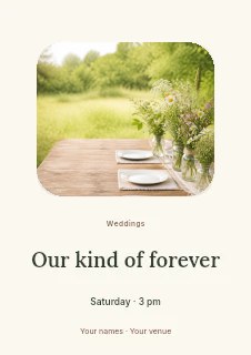 Outdoor rustic table setting with wildflowers in Wedding photo keepsake · Picture window