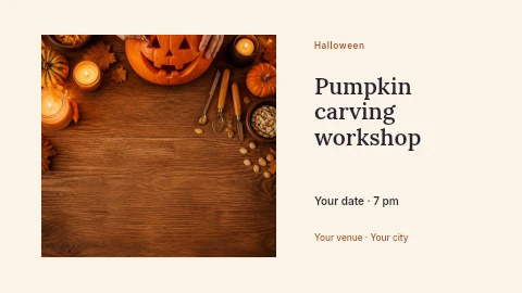 Carving a Classic Halloween Jack-O’-Lantern in Pumpkin carving workshop banner template