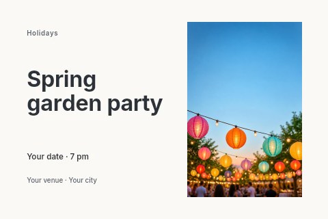 Spring garden party postcard template