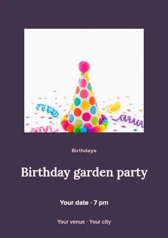 Colorful Polka Dot Party Hat in Birthday garden party flyer template