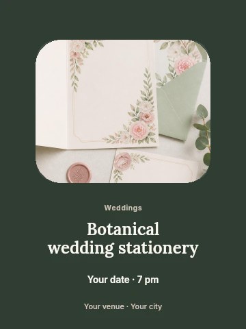 Floral wedding invitation suite with envelope in Botanical wedding stationery invitation template