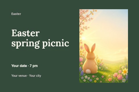 Easter spring picnic postcard template