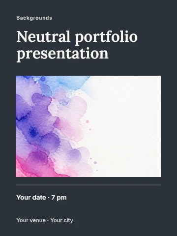 Watercolor blush splash background in Neutral portfolio presentation poster template