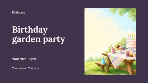 Birthday garden party banner template