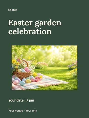 Easter garden celebration invitation template