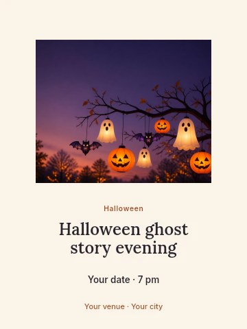 Halloween ghost story evening invitation template