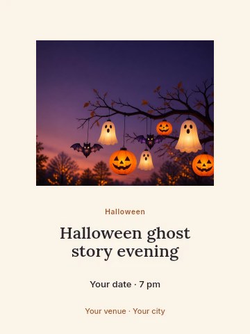 Halloween ghost story evening poster template