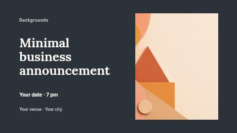Abstract geometric shapes in warm tones in Minimal business announcement banner template