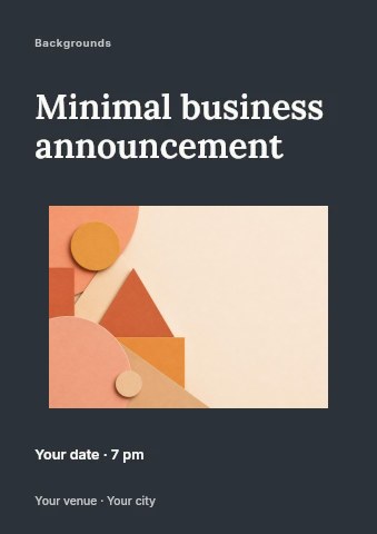 Abstract geometric shapes in warm tones in Minimal business announcement flyer template