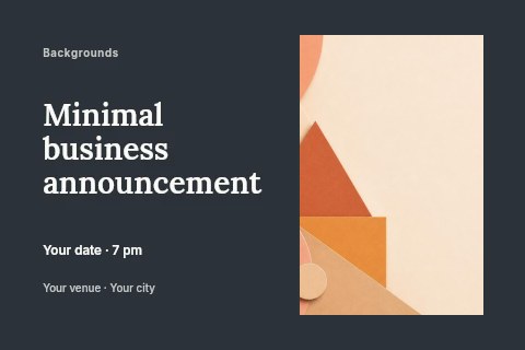 Abstract geometric shapes in warm tones in Minimal business announcement postcard template