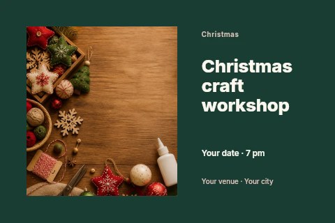 Christmas craft workshop postcard template