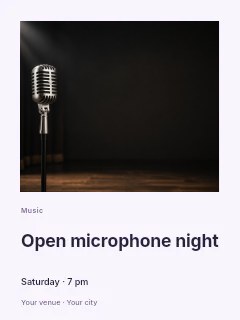 Open microphone night · Offset gallery invitation template