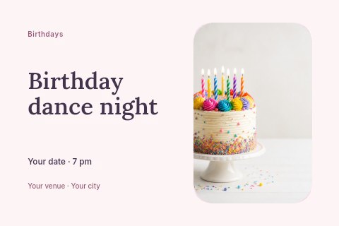 Birthday dance night postcard template