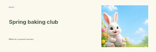Happy Easter Bunny Holding Colorful Egg in Spring baking club · Horizontal photo dialogue