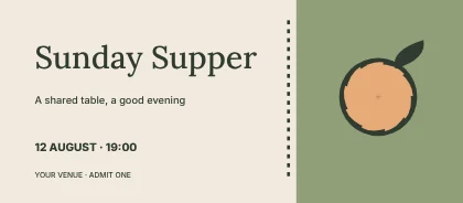 Sunday Supper · Editorial event ticket template