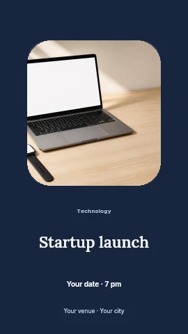 Modern laptop with smartwatch and smartphone in Startup launch instagram story template