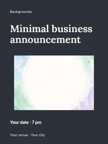 Soft watercolor background with circular center in Minimal business announcement invitation template