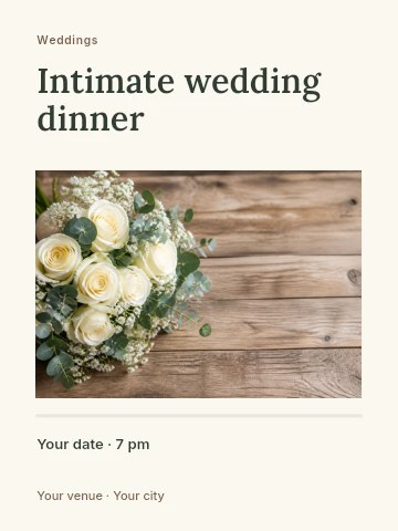 Intimate wedding dinner poster template