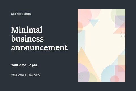 Pastel geometric abstract background in Minimal business announcement postcard template