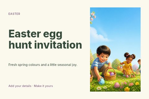 Easter egg hunt invitation postcard template