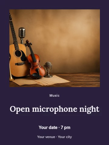 Open microphone night invitation template