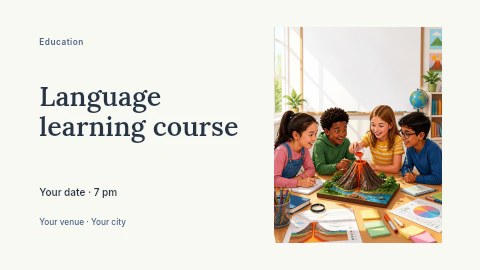 Language learning course banner template