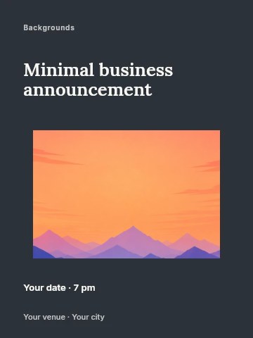 Vector layered mountain landscape at sunset in Minimal business announcement poster template