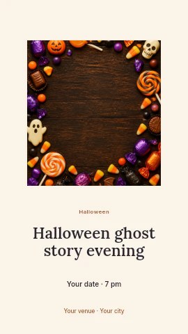 Halloween Candy Border on Wood in Halloween ghost story evening instagram story template