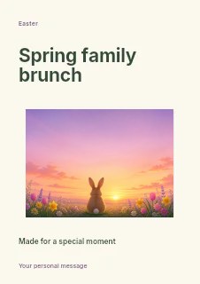 Rabbit Sitting in a Flower Field at Sunset in Spring family brunch · Modern programme