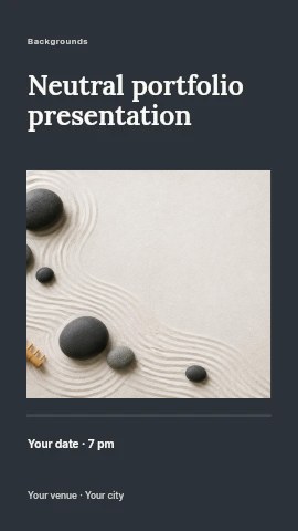 Zen garden stones and sand patterns in Neutral portfolio presentation instagram story template