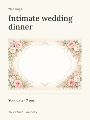 Intimate wedding dinner poster template