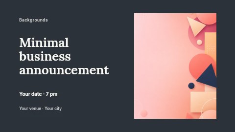 abstract geometric shapes on pastel pink background in Minimal business announcement banner template