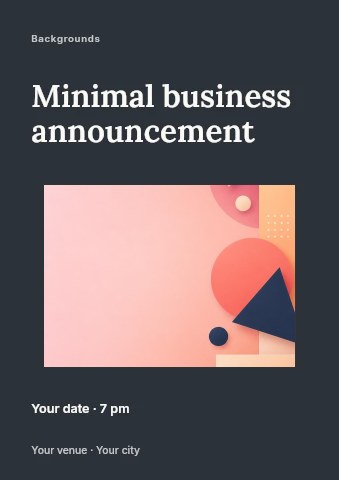 abstract geometric shapes on pastel pink background in Minimal business announcement flyer template